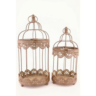 Vogelkooien set 2 woondeco, metaal &Oslash;19x41cm set van 2 stuks