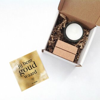 Wensdoosje + kaartje + Standaard + waxinelichtje / Jij bent goud waard