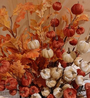 Pompoen kunsttak Oranje 10x4x50cm.