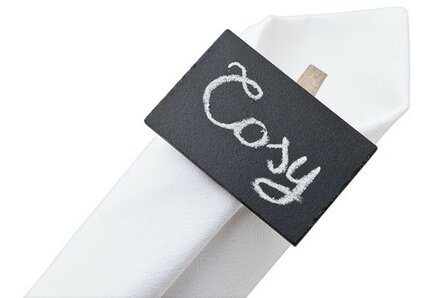 Krijtbord, naambordje,  knijper voor cadeau- of Servet set 6 