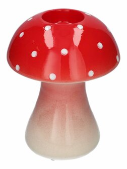 Theelicht vorm Paddenstoel Rood H 20 cm