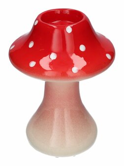 Theelicht Paddenstoel Toadstool Rood D14.5 H19, Rood met witte stippen!