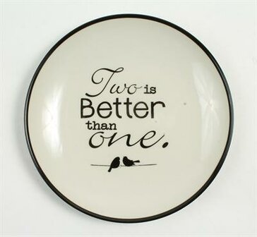 Ontbijtbord/lunchbord/Gebakbord/dessertbord 20 cm. 4 stuks&nbsp;&quot;Two is better than one&quot;