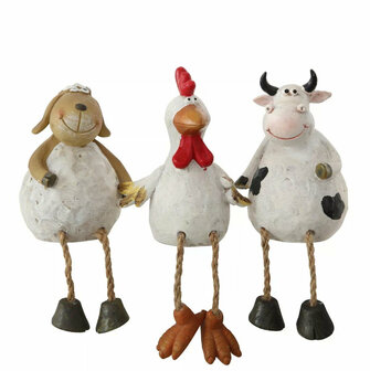 Boerderijdier met bungelbenen H20cm 3 ass.