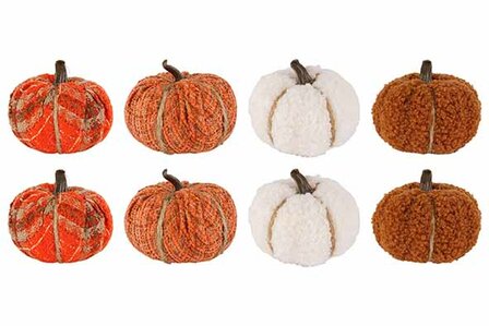 POMPOEN SET8 MULTI-KLEUR 15X15XH13CM TEXTIEL