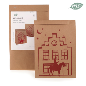 Cadeauzak&nbsp;Pakjesavond 35x22x9cm Kraft-Rood&nbsp;