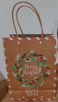Kerstcadeautas Kerstkrans Merry Christmas 18 x 8 x 22 cm