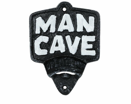Bieropener &quot;Mancave&quot; antiek zwart gietijzer 11,2x3,2x14,8cm