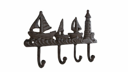 Kapstok/rek Wandhaak &quot;Port&quot; 4 haken 25,5x16,5x4cm. De Haven.. 
