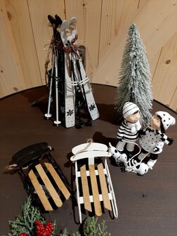 Mini Kerstboom zwart met goud 20cm