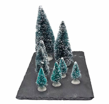 Mini kerstboompjes set van 8 Groen