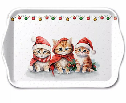 Dienblad Kerstfeest 13x21cm Funny kittens