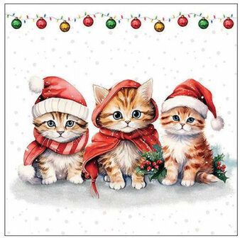 Servetten Kerstfeest 25cm Funny kittens