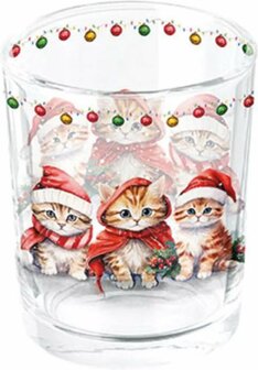 Theelichthouder funny cute kittens 5,5 x H6,6 cm