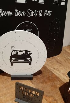 Muurcirkel wit piet in de auto,ZOEDT