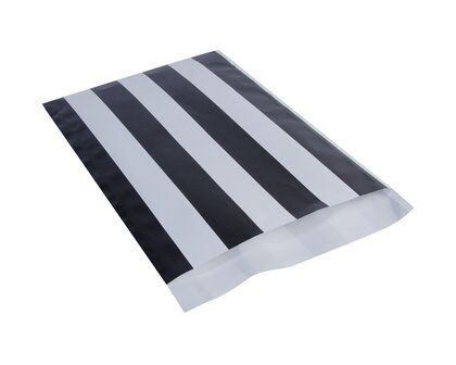 Cadeau-zakjes strepen zwart wit 17x25 set 4