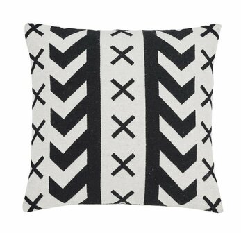 Kussenhoes INDUH "Ravi" 45x45cm. Beige Zwart.