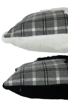 Kussen Kerst geruit zwart wit 45x45