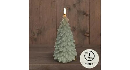 KERSTBOOM KAARS 3D LONT TAUPE 20CM MET TIMER
