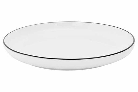 Dessertbord/Gebakbordje set 6 Wit/Zwart 19 cm.