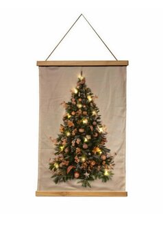 KERSTBOOM DOEK ROZE LED 52X70CM MET 15 LED WANDKLEED