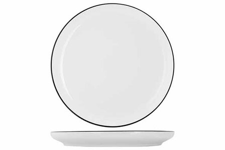 PLAT BORD DINERBORD D26CM SET 6 ZWART WIT