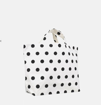 Katoenen tas wit met zwarte stippen