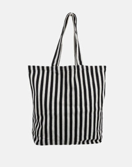 Katoenen tas zwart wit lengte strepen