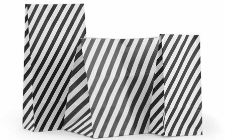 Cadeau zakjes strepen zwart wit met blokbodem