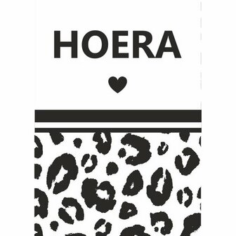 Kaart Hoera 12 x 17 cm Zwart Wit