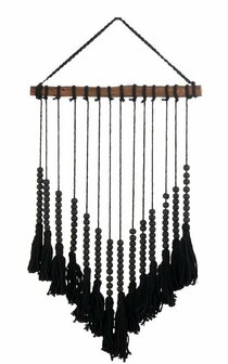 Wanddecoratie Pompom - katoen - zwart J-Line