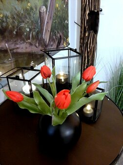 vaas Rond - metaal - zwart 