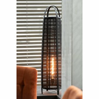 Lamp Don Katoen Bamboe Zwart&nbsp;Hoogte 100cm. Van J-Line.