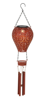 Solar Luchtballon met windgong metaal terra