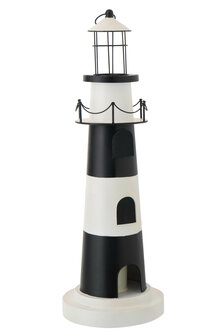 Vuurtoren Met Licht IJzer Zwart/Wit  J-Line