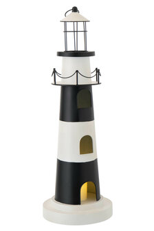 Vuurtoren Met Licht IJzer Zwart/Wit  J-Line