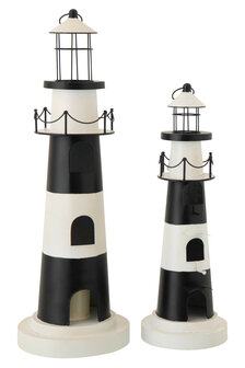 Vuurtoren Met Licht IJzer Zwart/Wit  J-Line