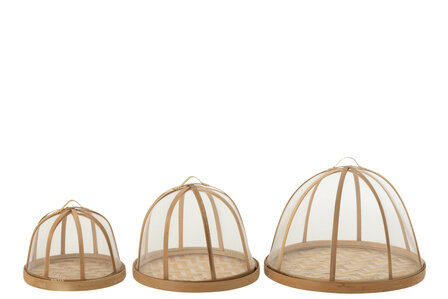 3 Plateaus Met Vliegenbescherming Bamboe Naturel/wit J-LINE