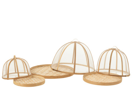 3 Plateaus Met Vliegenbescherming Bamboe Naturel/wit J-LINE