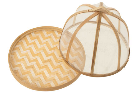 3 Plateaus Met Vliegenbescherming Bamboe Naturel/wit J-LINE