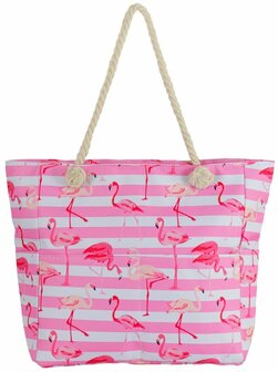 Strandtas Flamingo's 51x39x13cm