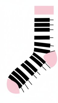Sokken Piano m36-43 zwart wit roze