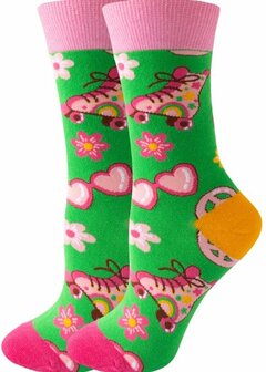 Sokken Rollerskates, rolschaatsen, skeelers, Flowers m36-43 multi color