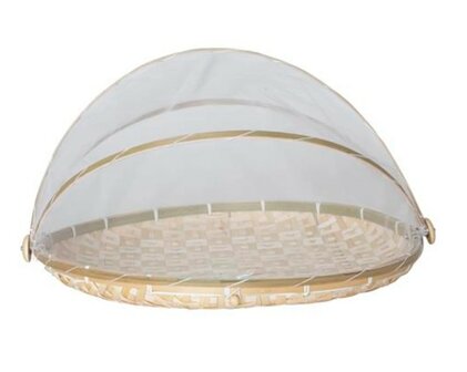 Vliegen/voedselkap bamboo 38 x h25cm&nbsp;wit&nbsp;