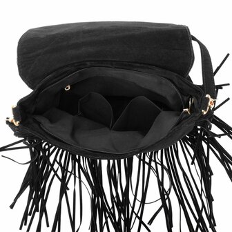 Tas met franjes en studs 30x27 cm zwart
