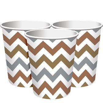 Bekers van karton met zigzag motief/chevron| 8 stuks