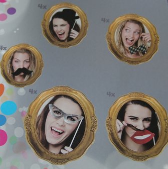 Photobooth | Feestprikkers | BRIL-SNOR-LIPPEN-STRIK-HOED