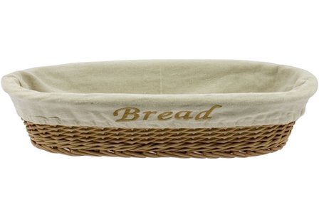 BROODMANDJE BREAD MET DOEK 40X18XH10CM&nbsp;&nbsp;RIET/LINNEN