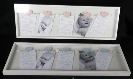 Fotolijst Baby, van hout met knijpertjes voor Babyfoto&#039;s