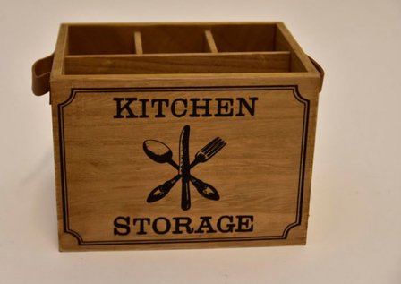 Bestekhouder &quot;Kitchen Storage&quot; Hout/Leder